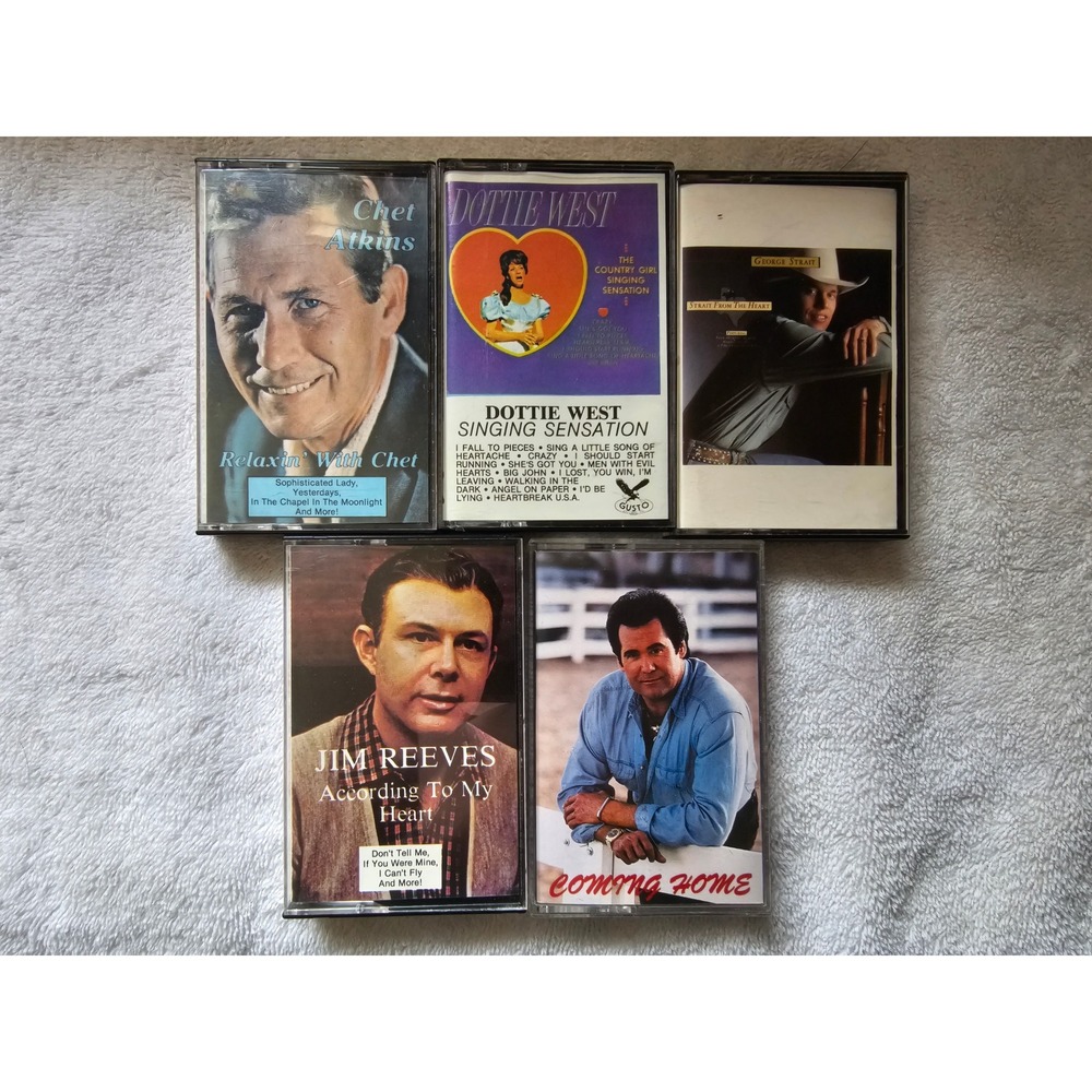 Country Music Cassette Tapes Lot Chet Atkins Dottie West‎ Jim Reeves Vintage